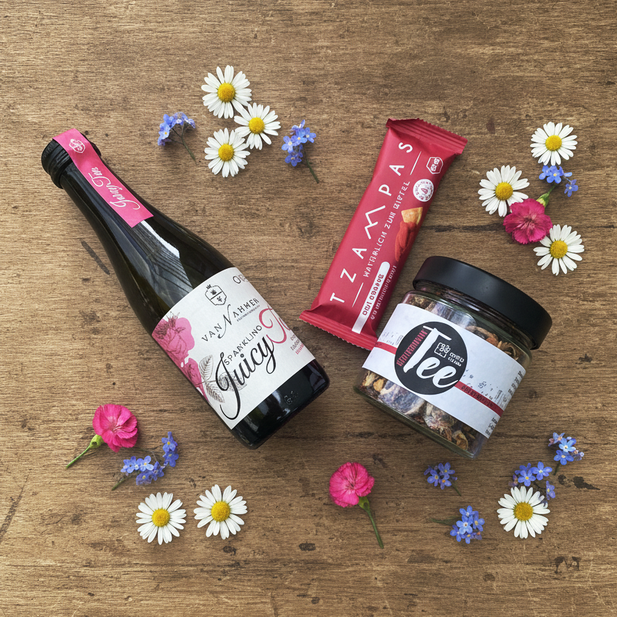 Juicy Tea, Müsliriegel und Tee Sommergeschenk Box