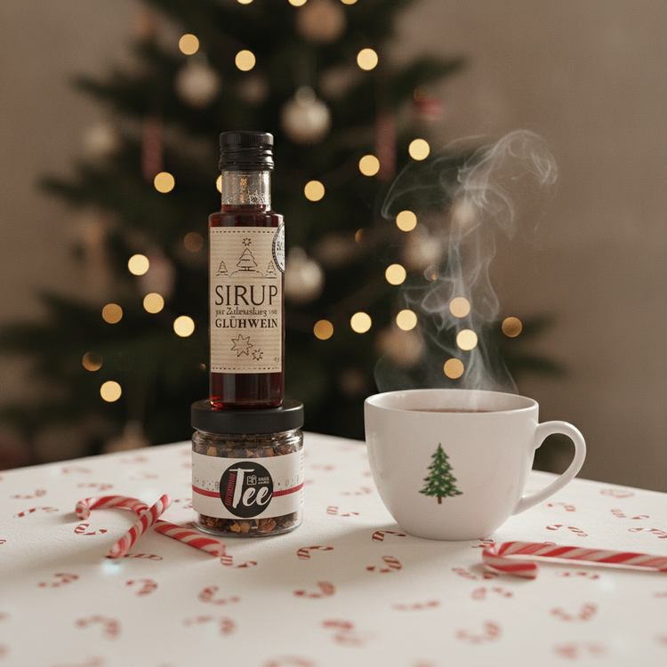 Wichtelgeschenk Tee und Weihnachtssirup